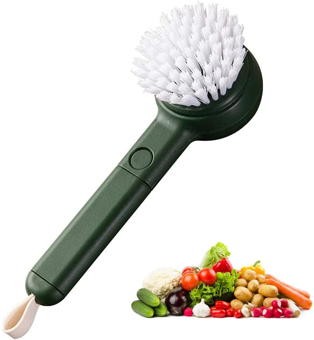 Vegetable Cleaner Brush Fruit Scrubber Brush Good Grip Long Handle Food Cleaning Brush Multifunctional Kitchen Gadgets with Peeler Veggie Wash Brush 2-in-1 (Blue)